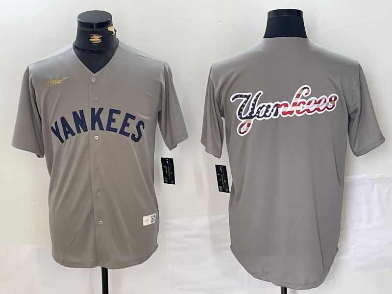 Men New York Yankees Blank Grey Throwback Nike Game 2024 MLB Jersey style 9